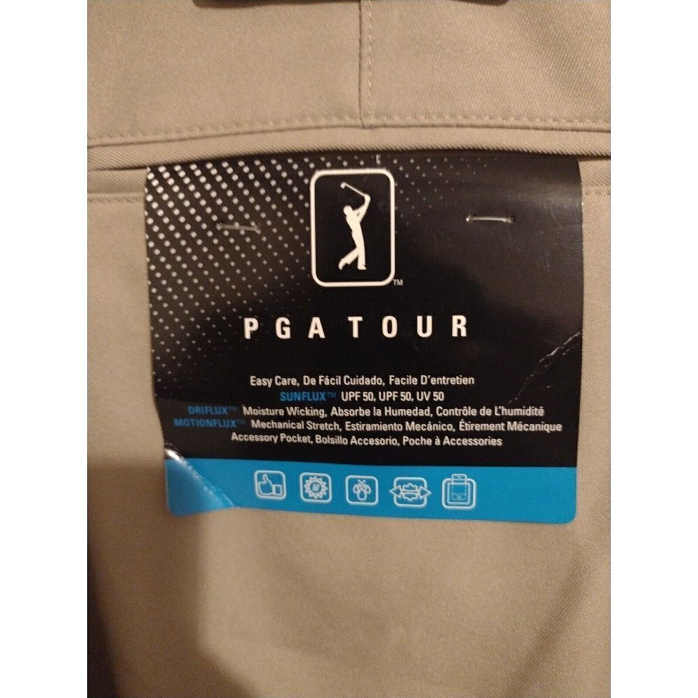 NWT New PGA Tour Expandable Waistband Golf Chino Shorts Brown Size 40 - Picture 6 of 10